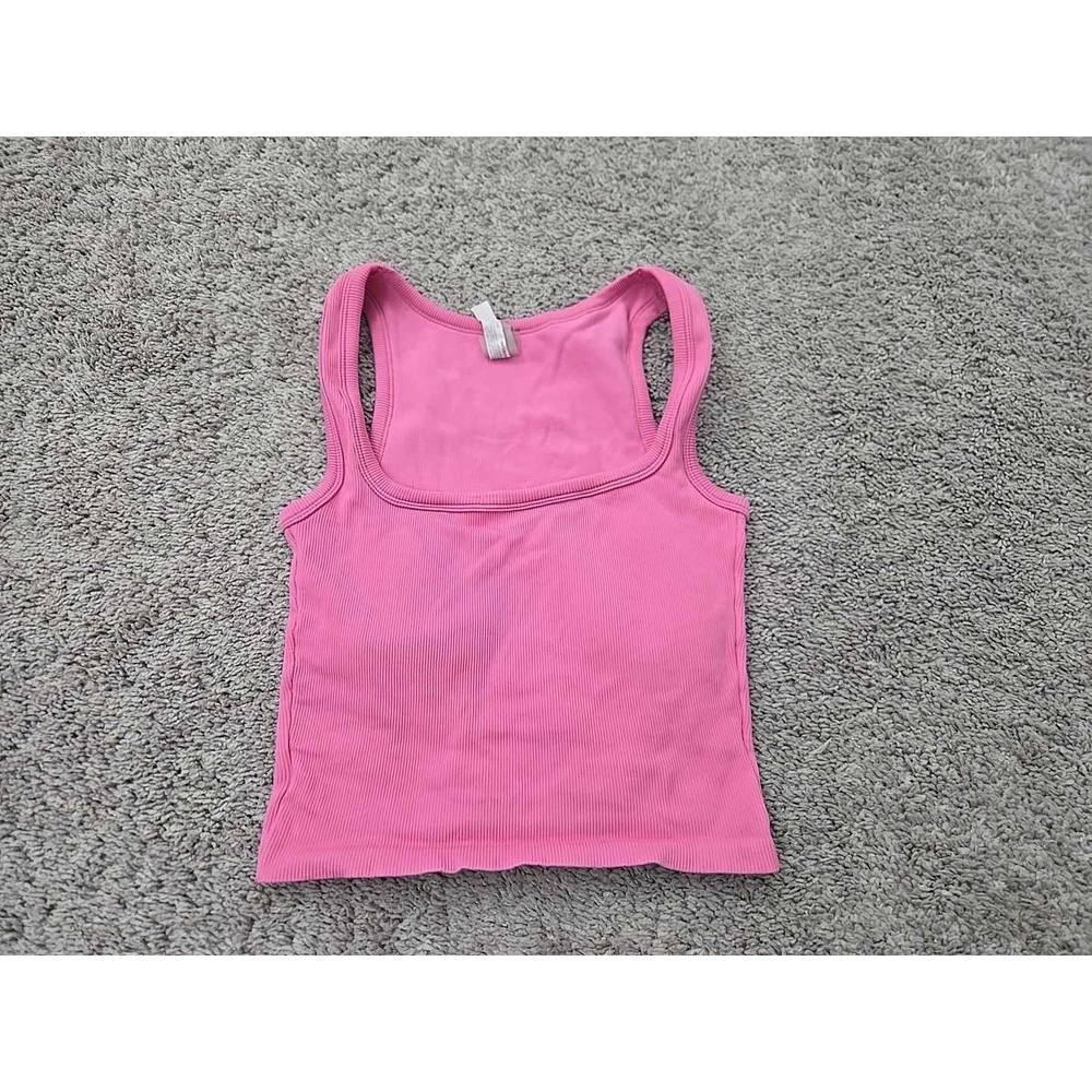 AS Revival Tank Top Womens ML Pink SquareNeck Ribbed Knit Crop Y2k Active Casual